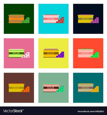 Set pixel icons of cheese sauce vector image
