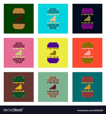 Set pixel icons of cheeseburger vector image