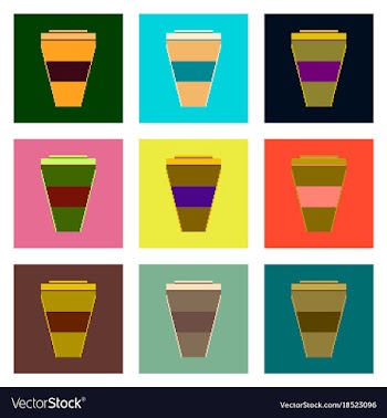 Set pixel icons of coffee to go vector image