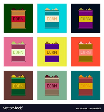 Set pixel icons of corn in glass vector image