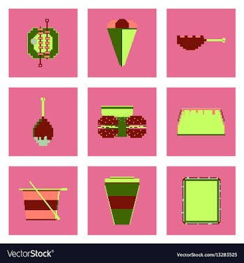 Set pixel icons of fast food vector image
