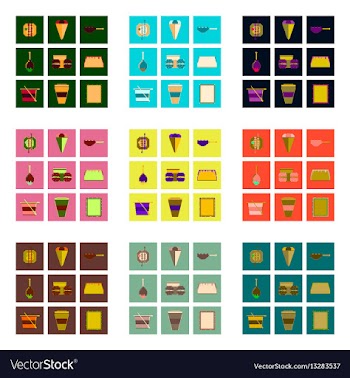 Set pixel icons of fast food vector image