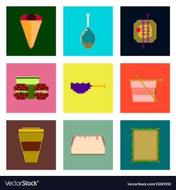 Set pixel icons of fast food vector image