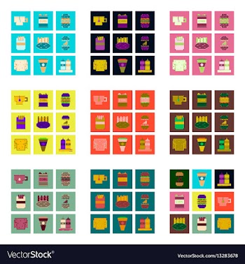 Set pixel icons of fast food vector image