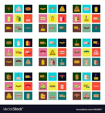 Set pixel icons of fast food vector image