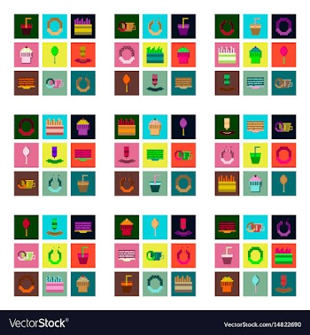 Set pixel icons of fast food vector image