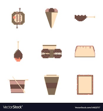 Set pixel icons of fast food vector image