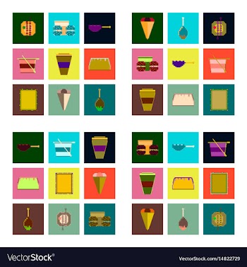 Set pixel icons of fast food vector image