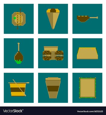 Set pixel icons of fast food vector image