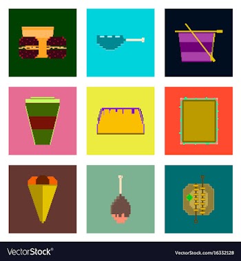 Set pixel icons of fast food vector image