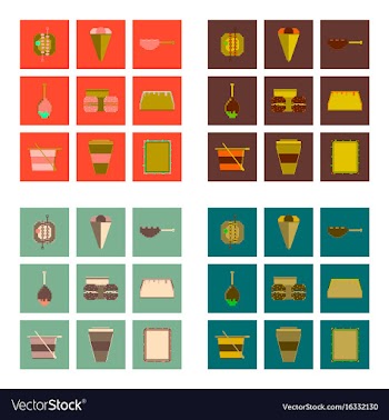 Set pixel icons of fast food vector image