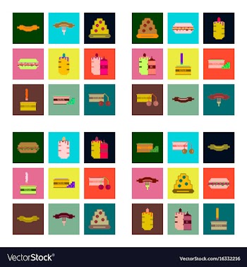 Set pixel icons of fast food vector image