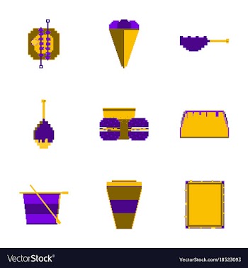Set pixel icons of fast food vector image