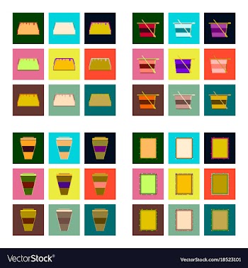 Set pixel icons of fast food vector image