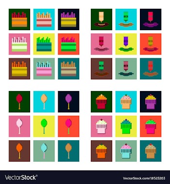 Set pixel icons of fast food vector image