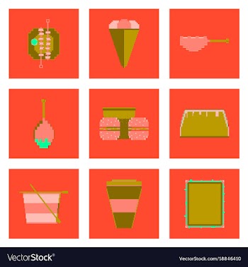 Set pixel icons of fast food vector image