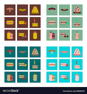 Set pixel icons of fast food vector image
