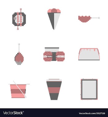 Set pixel icons of fast food vector image
