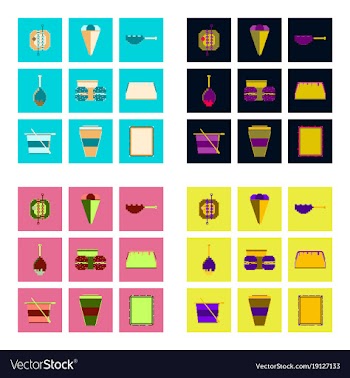 Set pixel icons of fast food vector image