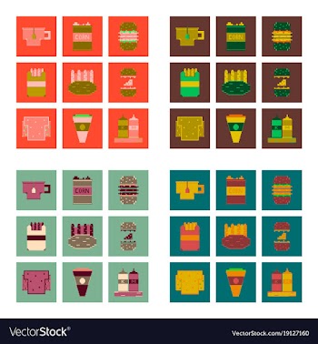 Set pixel icons of fast food vector image