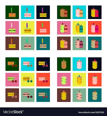 Set pixel icons of fast food vector image