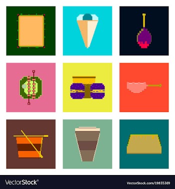 Set pixel icons of fast food vector image