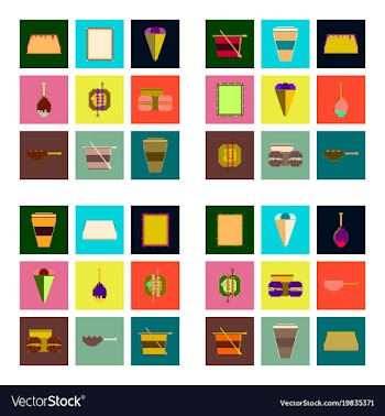 Set pixel icons of fast food vector image
