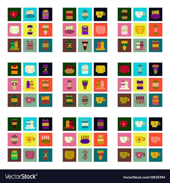Set pixel icons of fast food vector image