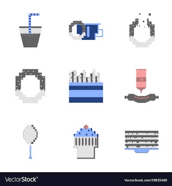 Set pixel icons of fast food vector image