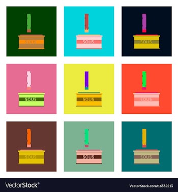 Set pixel icons of french fries and sauce vector image