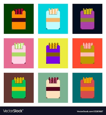 Set pixel icons of french fries vector image