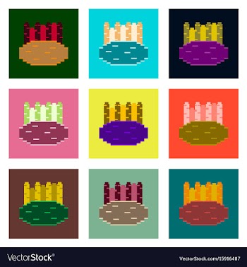Set pixel icons of french fries vector image