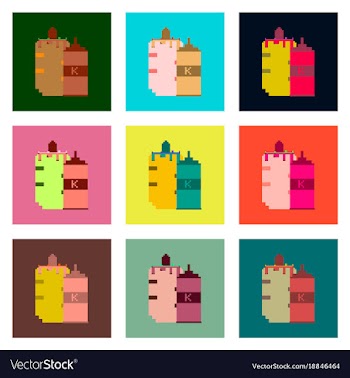 Set pixel icons of french hot dog and ketchup vector image