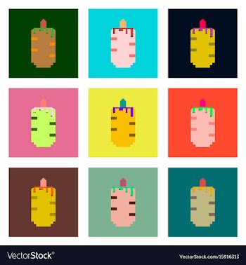 Set pixel icons of french hot dog vector image