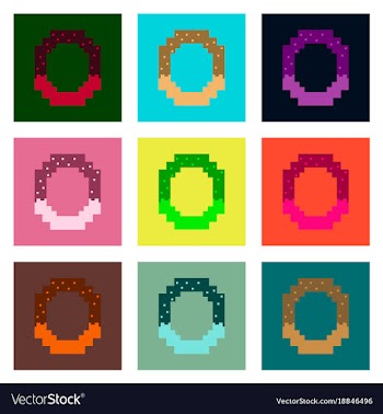 Set pixel icons of pretzel vector image