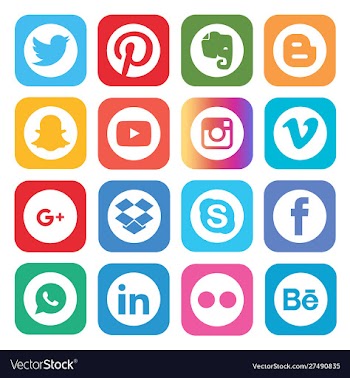Set popular social media icons vector image