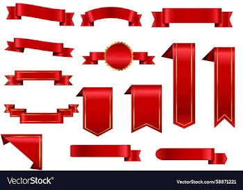 set red ribbons isolated on white background