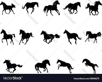 set running horses silhouette design