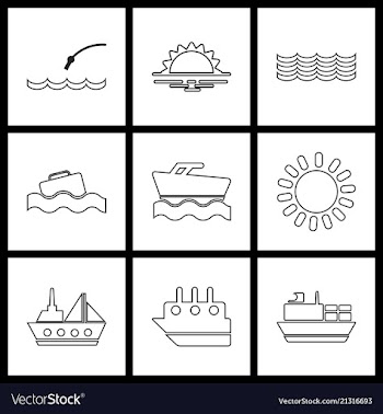 Set sea icons vector image
