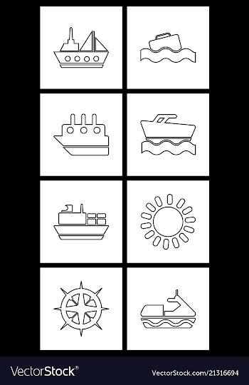 Set sea icons vector image