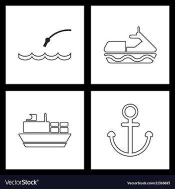 Set sea icons vector image