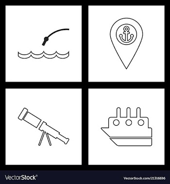 Set sea icons vector image