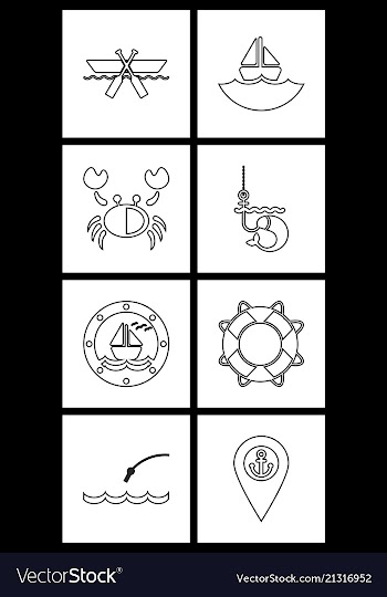 Set sea icons vector image