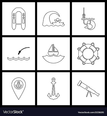 Set sea icons vector image