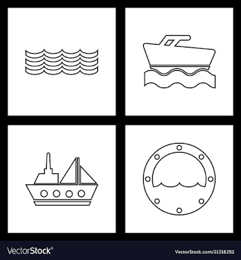Set sea icons vector image