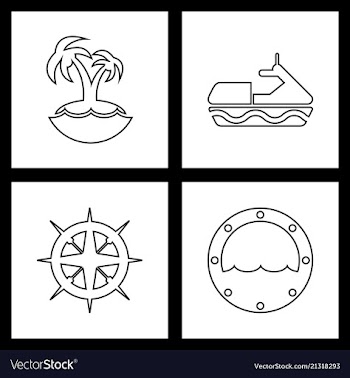 Set sea icons vector image