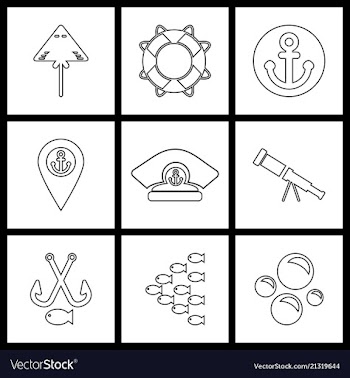 Set sea icons vector image