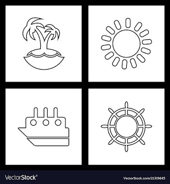 Set sea icons vector image