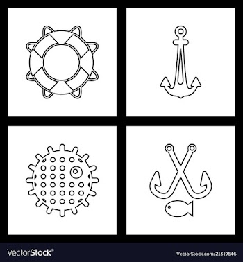 Set sea icons vector image
