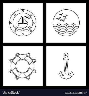 Set sea icons vector image